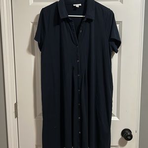 J. Jill Women’s Pima Cotton Navy MIDI Dress sz Large Petite